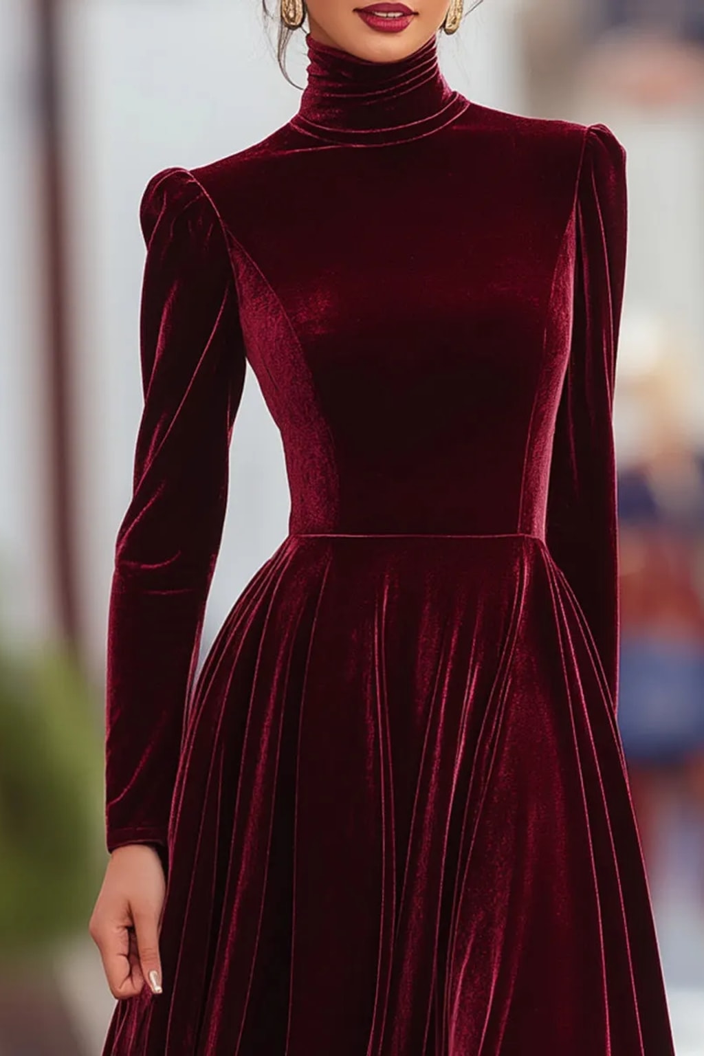 Velvet Gown With Long Sleeves - 4
