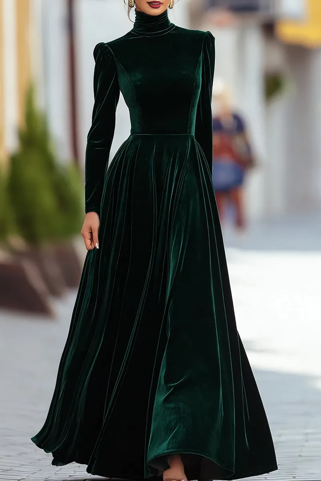 Velvet Gown With Long Sleeves - 5