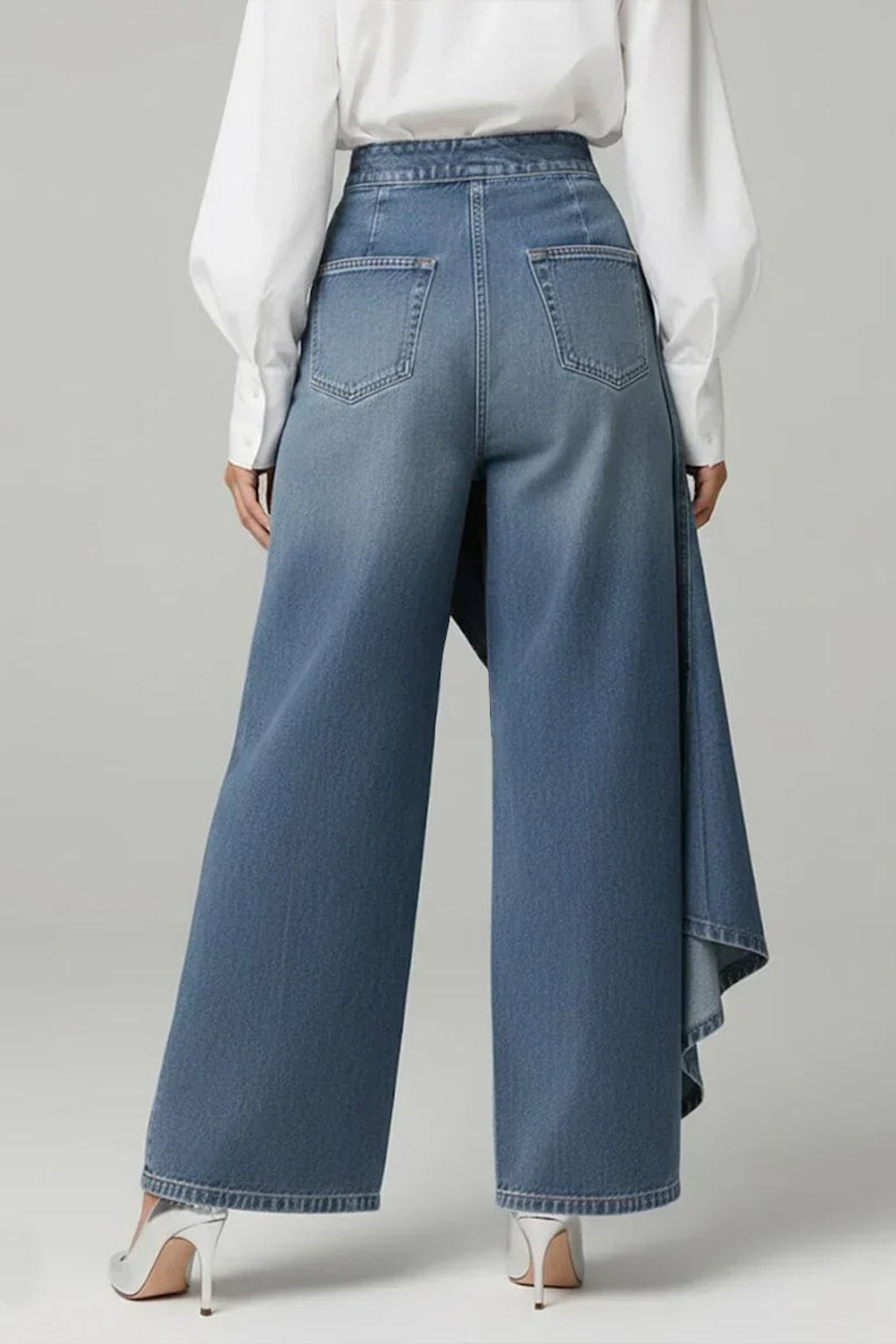 Cotton Wide-Leg Pants With Button-Front Detail - 3