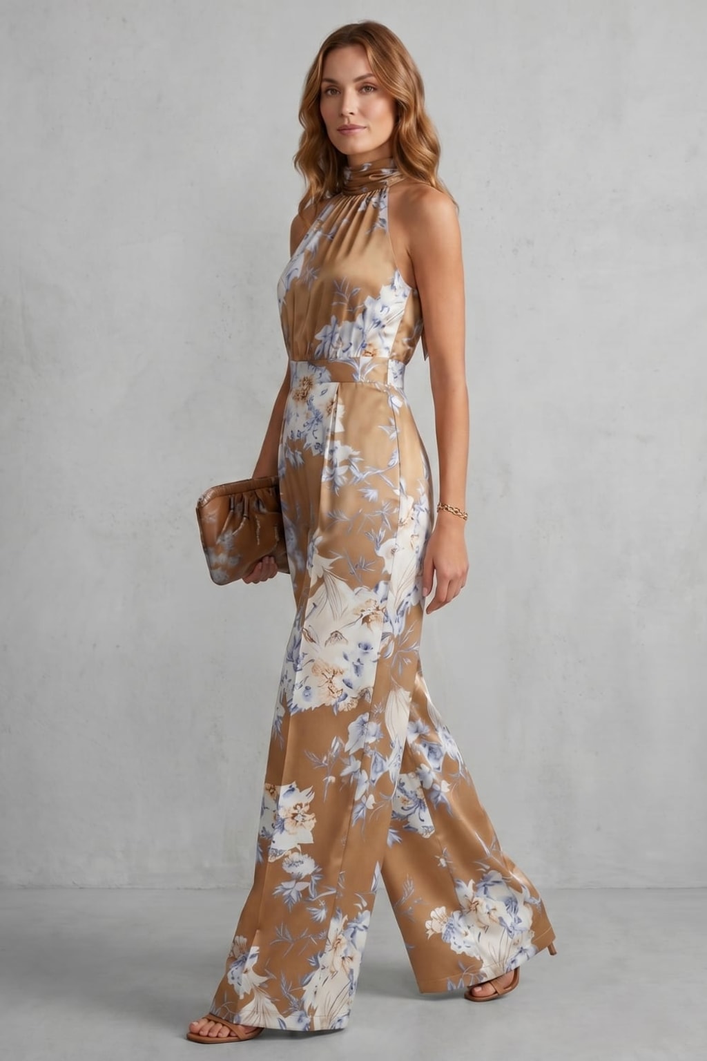 Polyester Halter Jumpsuit With Wide-Leg Silhouette - 4
