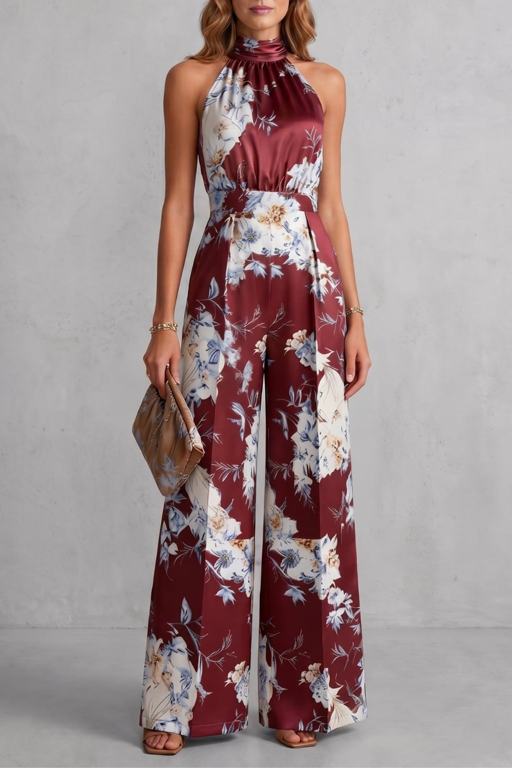 Polyester Halter Jumpsuit With Wide-Leg Silhouette - 6