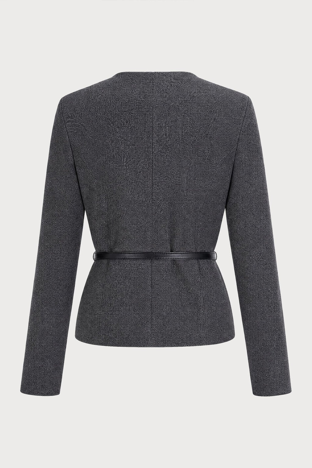 Polyester Belted Single Breasted Casual Jacket - 5
