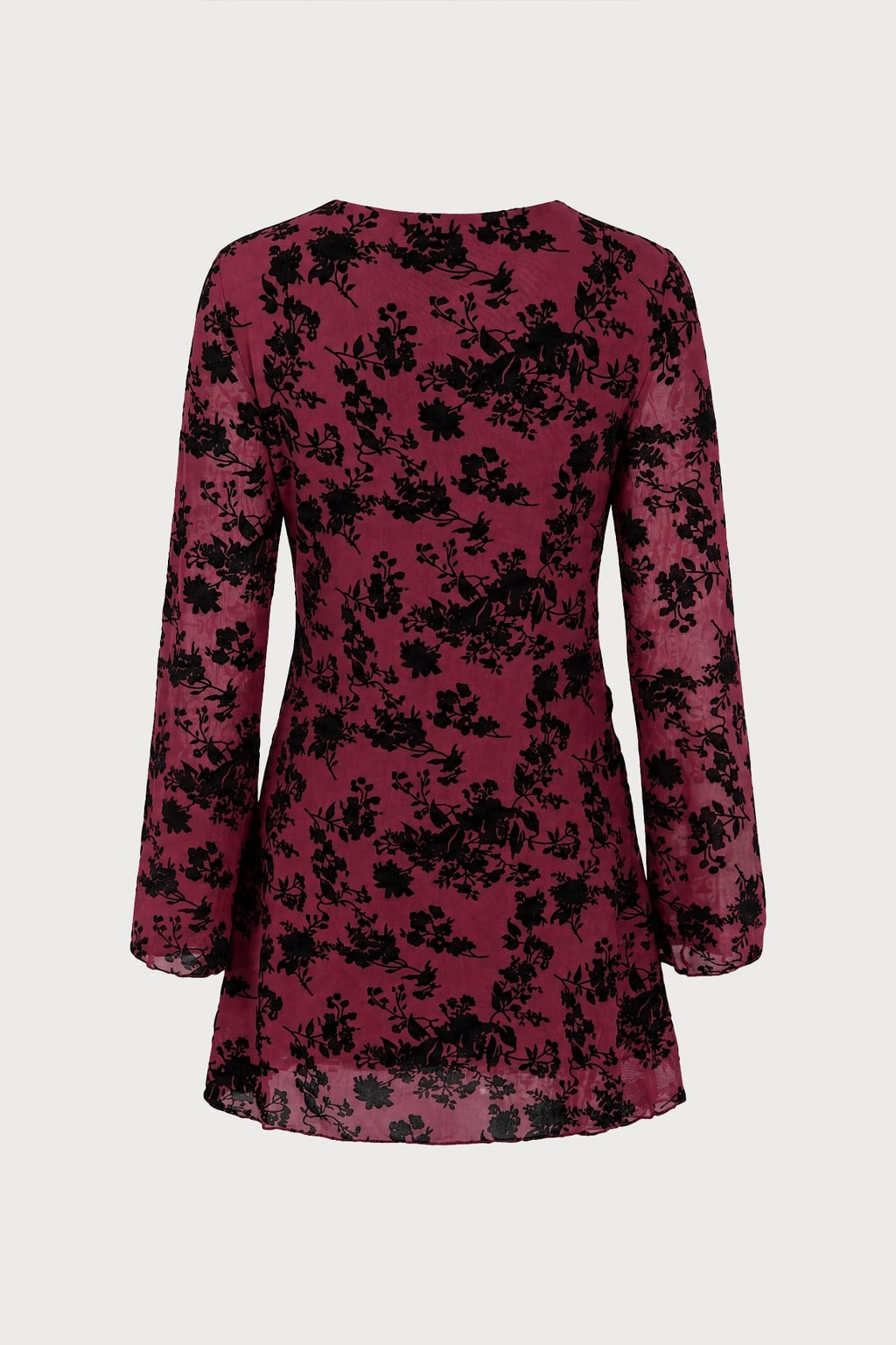 Polyester Mini Dress With Red Bell Sleeves - 5