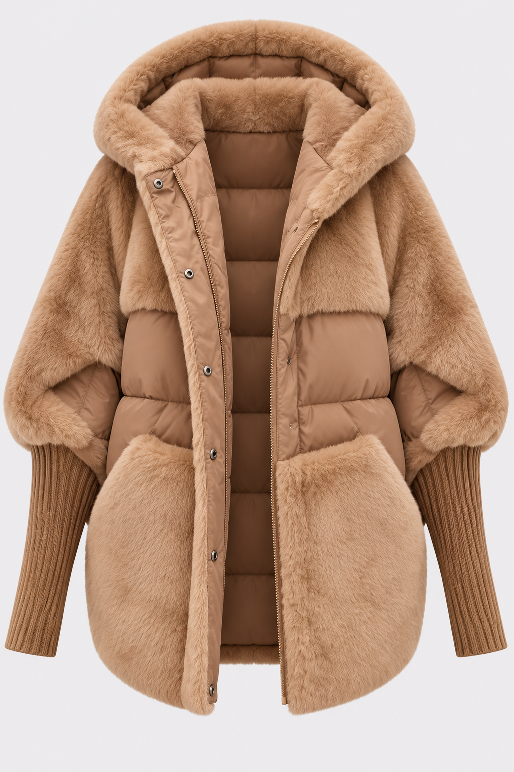 Faux-Fur Puffer Jacket with Oversized Cozy Fit 