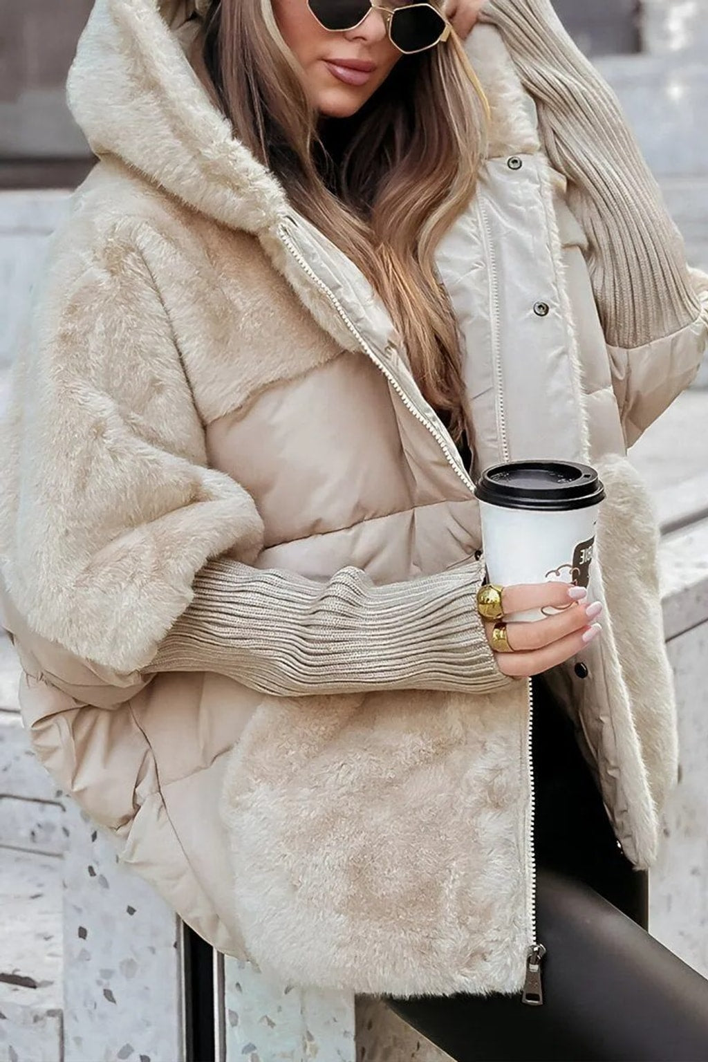 Faux-Fur Puffer Jacket with Oversized Cozy Fit - 2