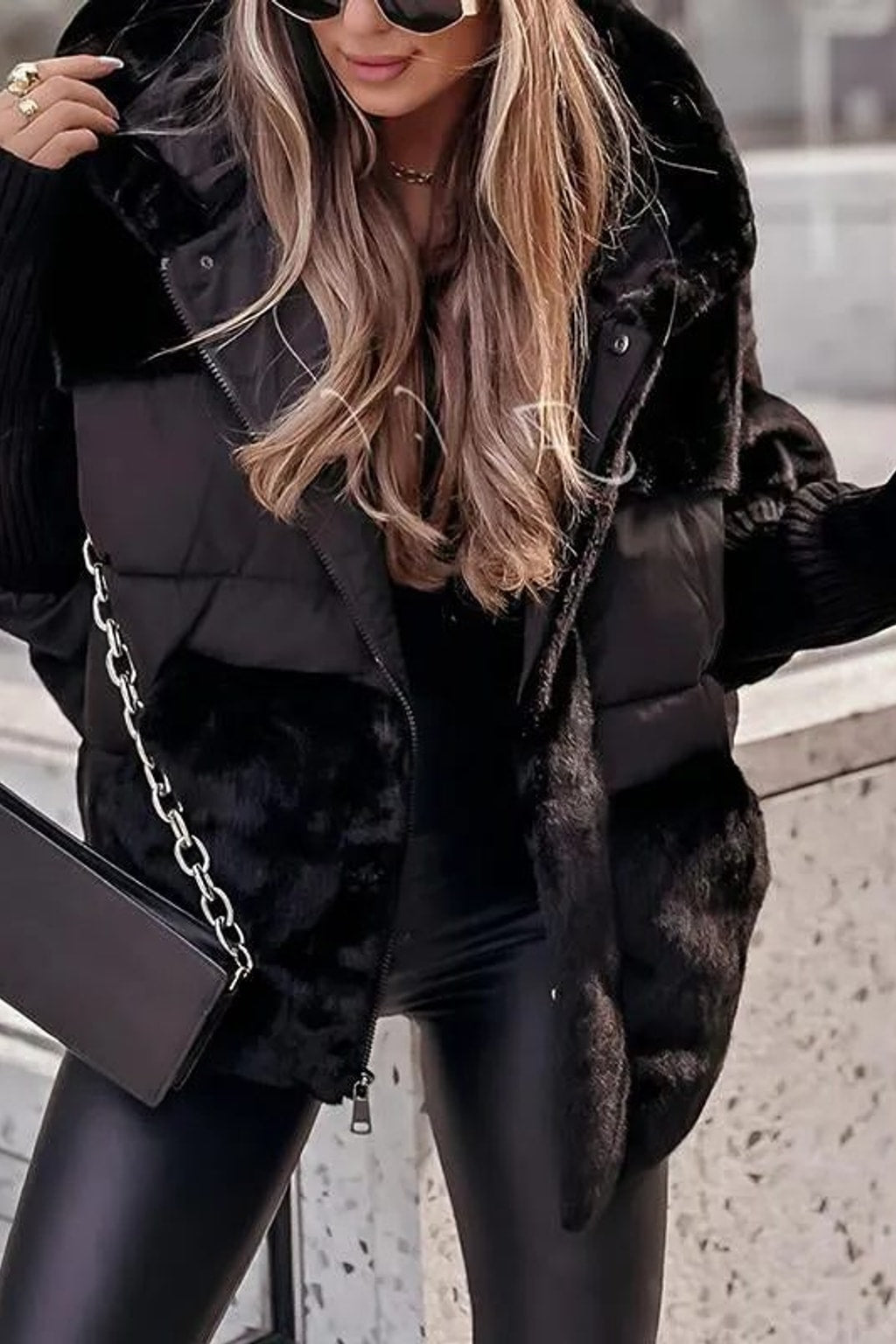 Faux-Fur Puffer Jacket with Oversized Cozy Fit - 3