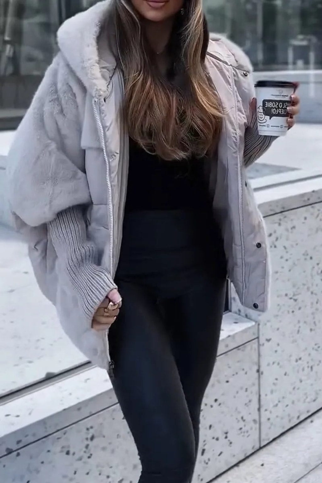 Faux-Fur Puffer Jacket with Oversized Cozy Fit - 4