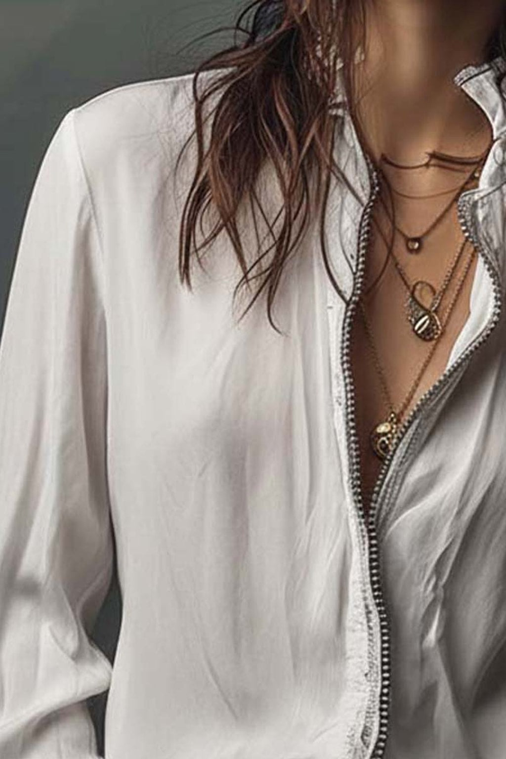 Structured Cotton Long Sleeve Blouse with Flounce Cuffs - 5