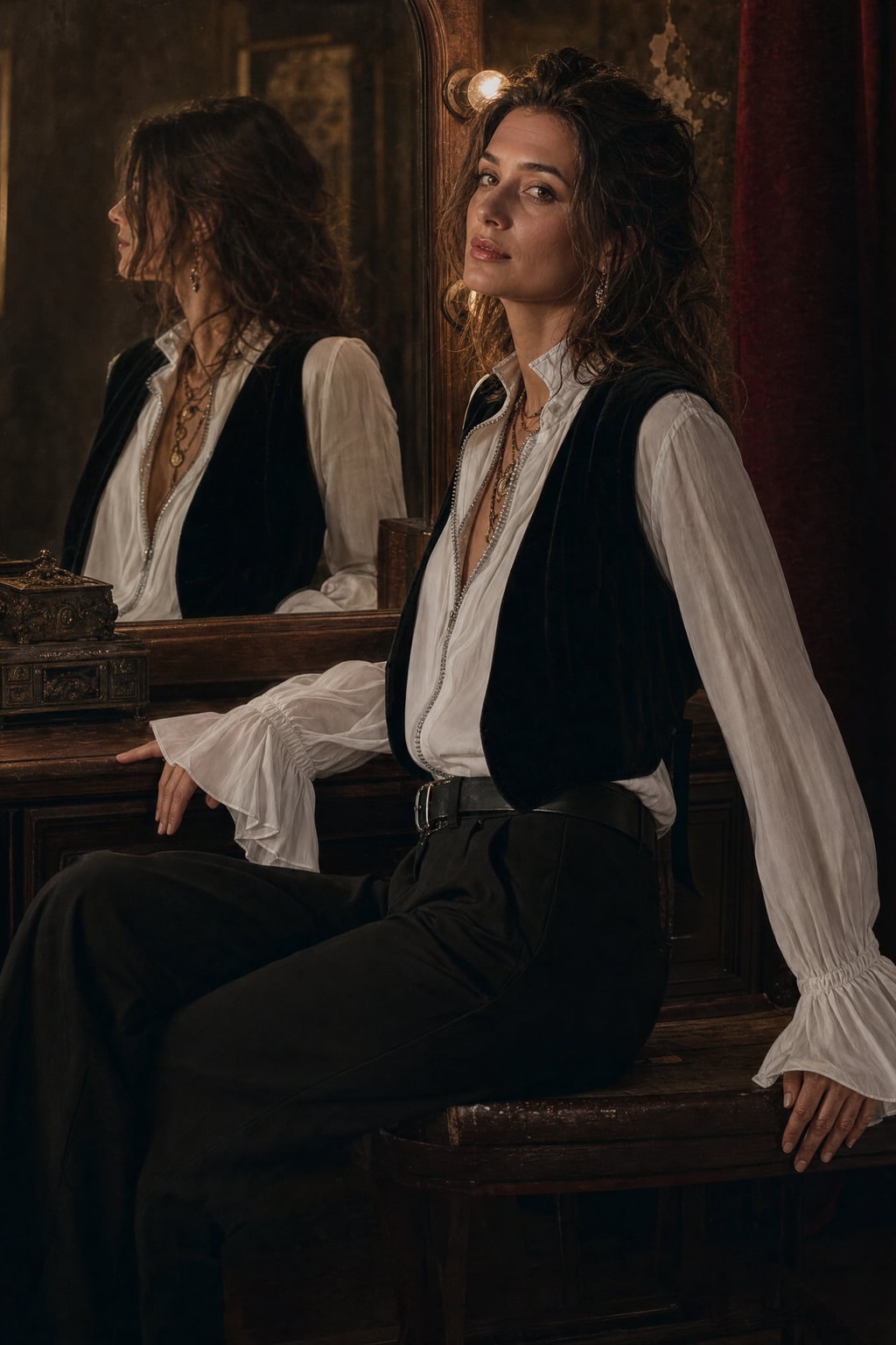 Structured Cotton Long Sleeve Blouse with Flounce Cuffs - 8