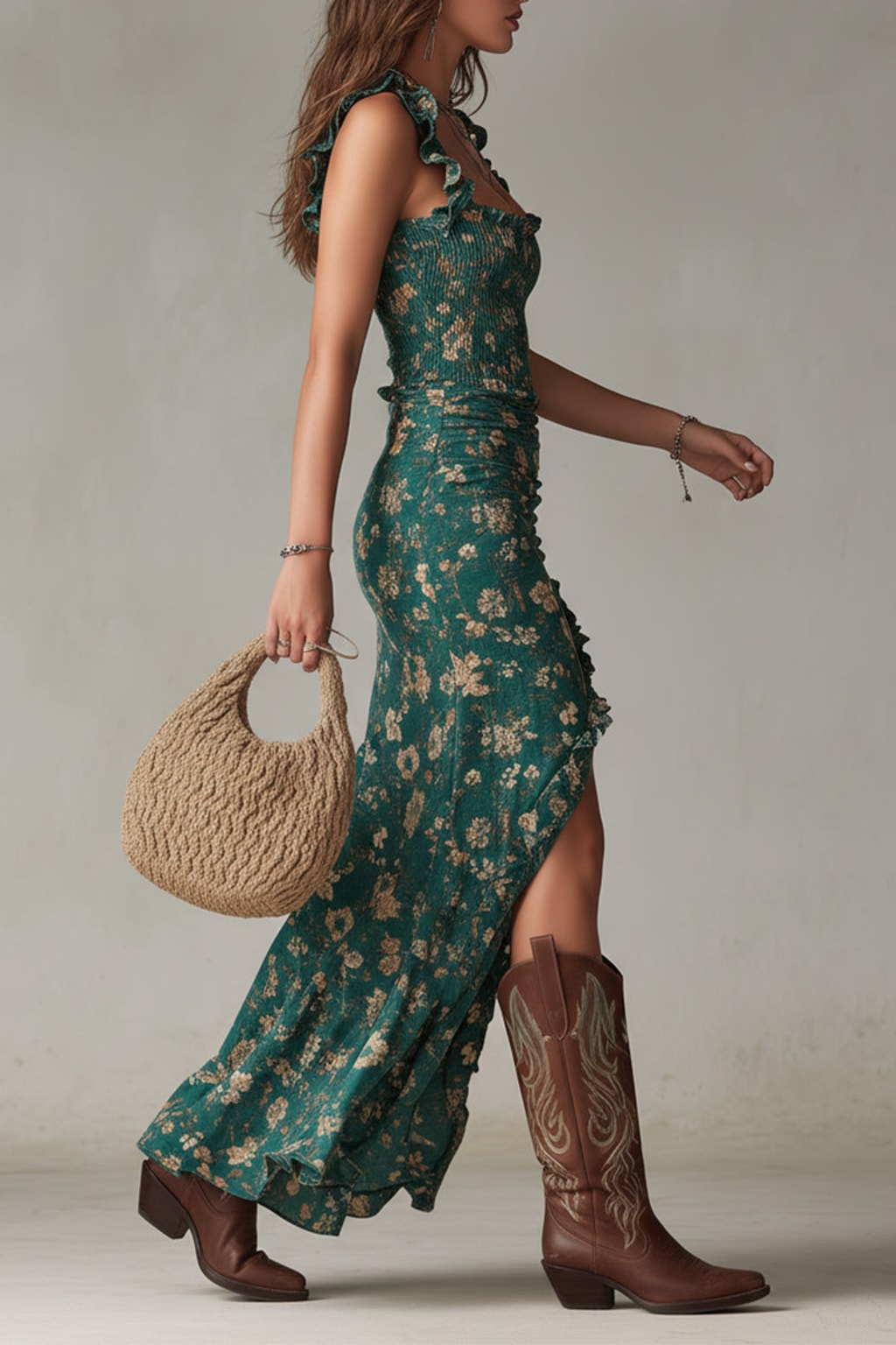 Woven Sleeveless Maxi Dress with Ruffled Sleeves - 3