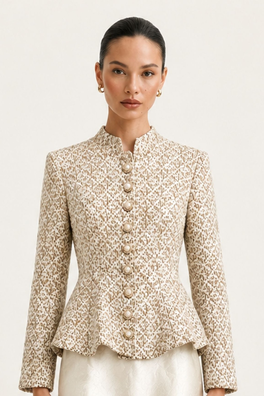Viscose Mermaid Dress With Illusion Long Sleeves - 3