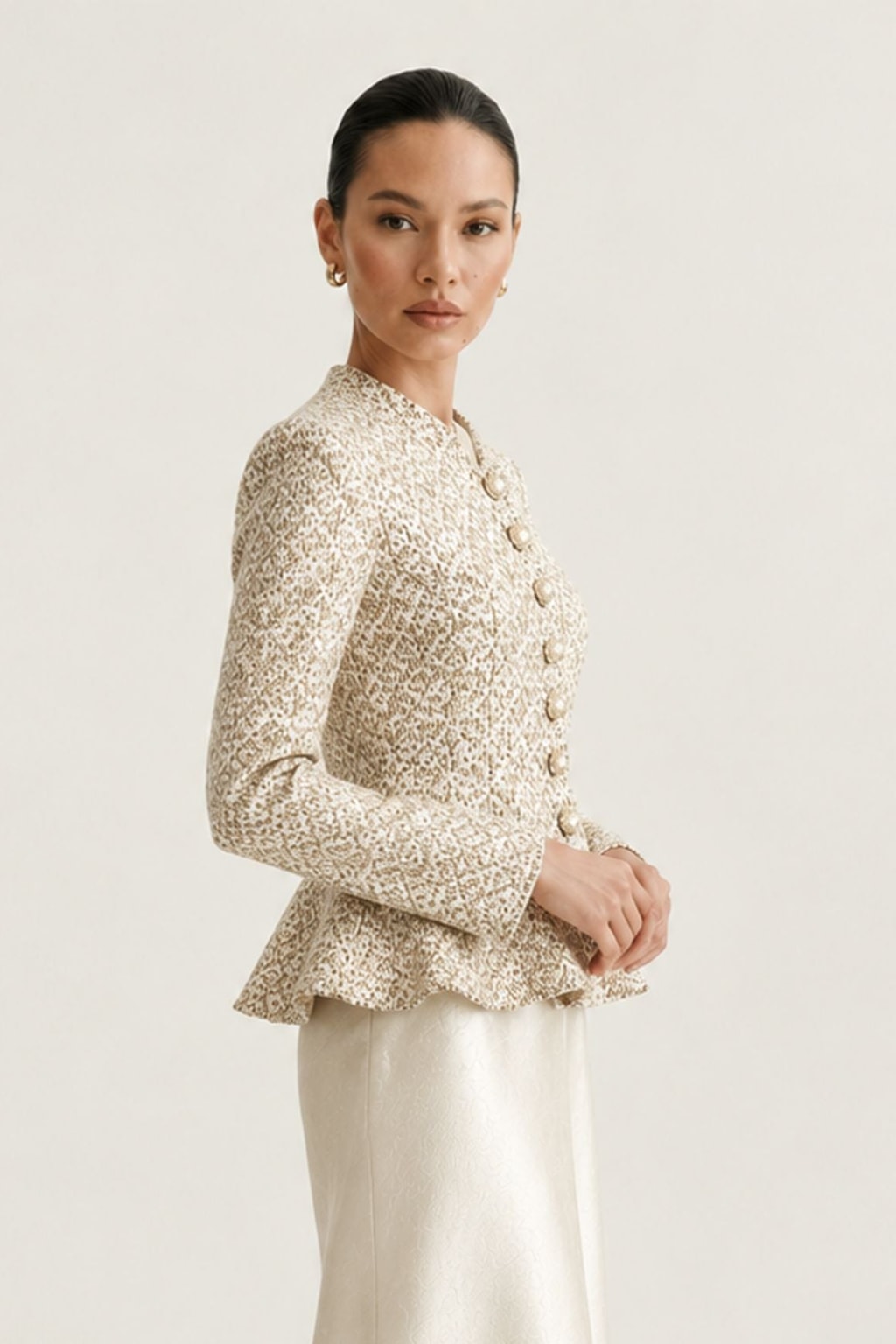 Viscose Mermaid Dress With Illusion Long Sleeves - 5