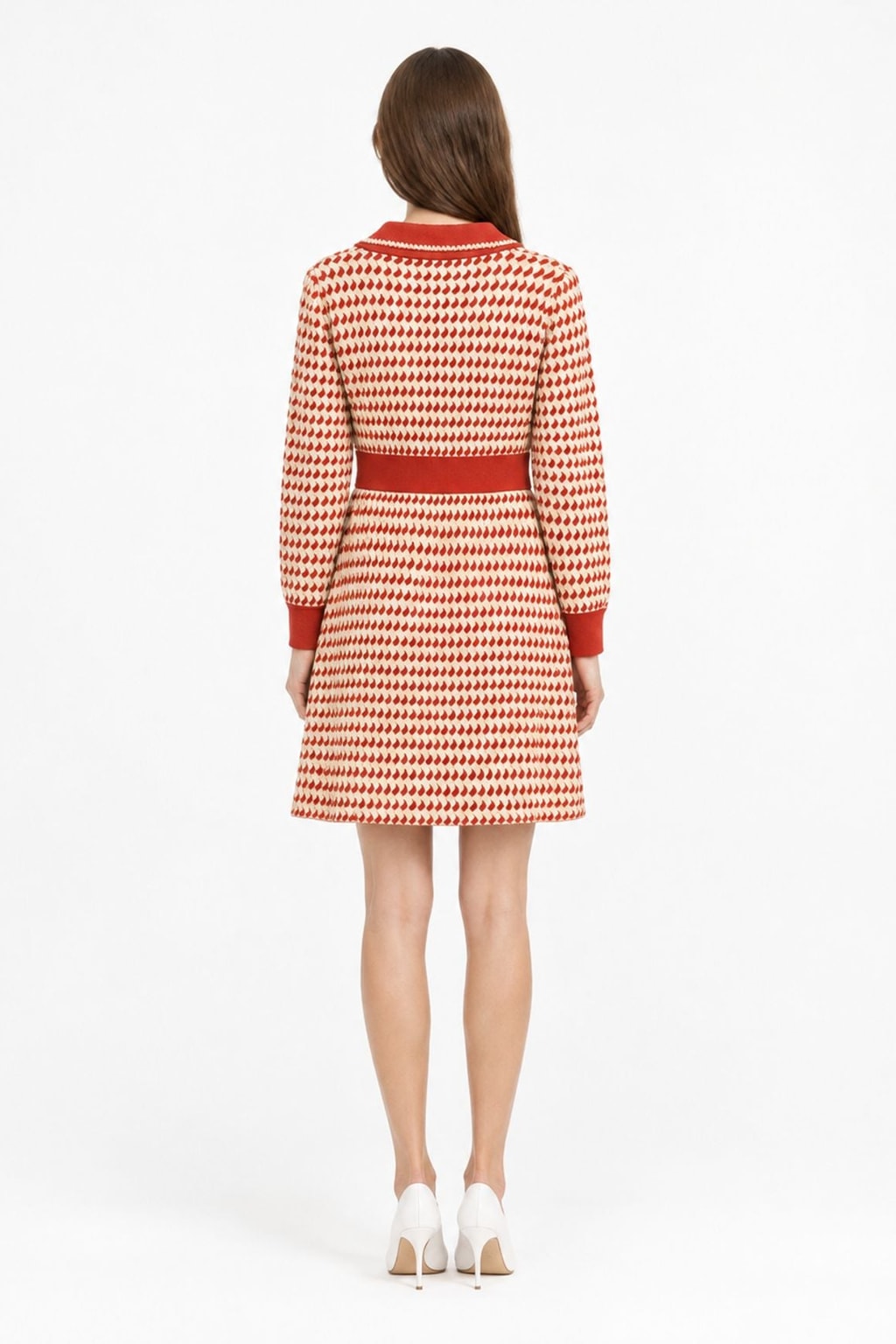 Jacquard Slim-Fit Sweater Dress With Metallic Threading - 4