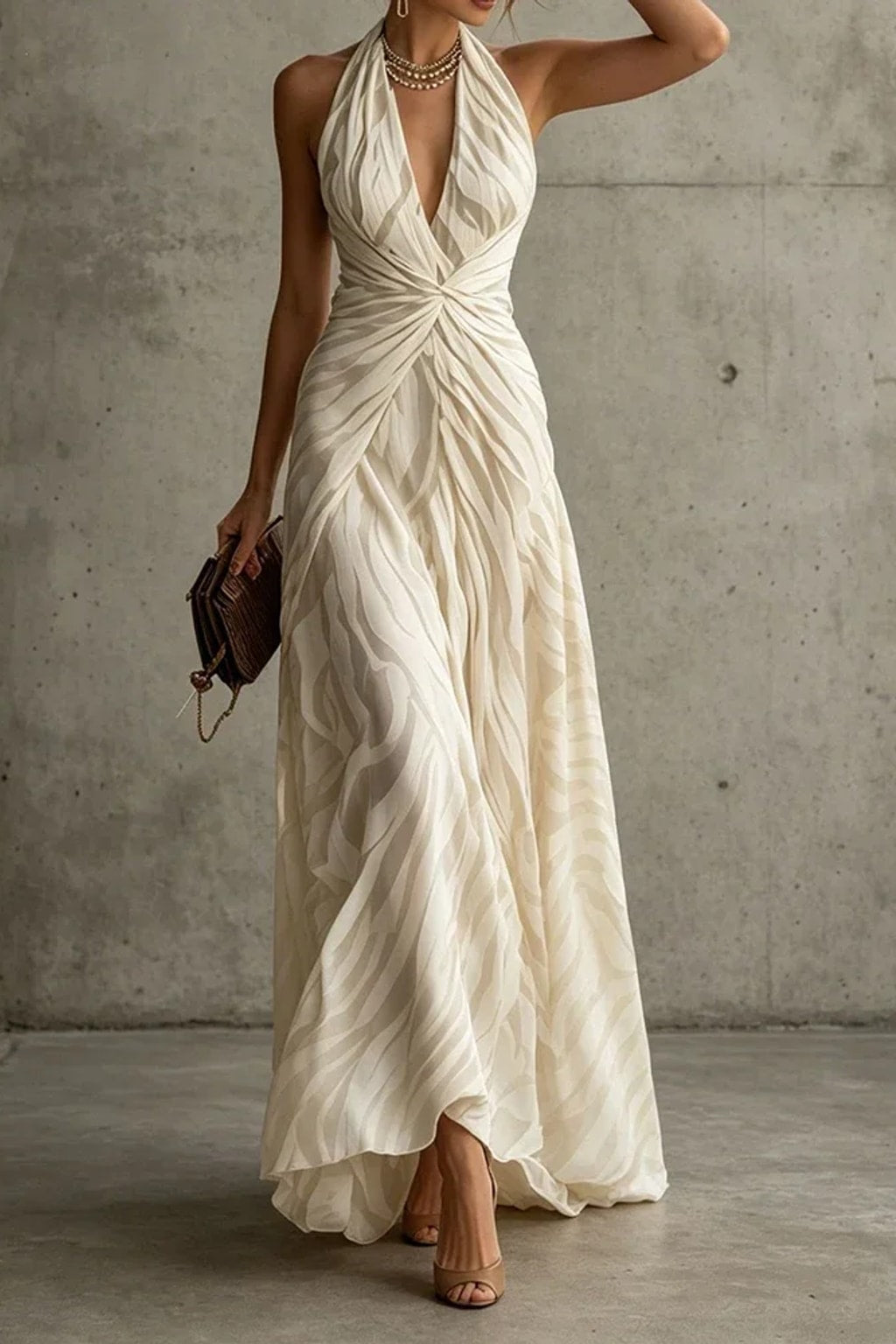 Polyester Sleeveless Beach Dress With Backless Tie Neck - 3