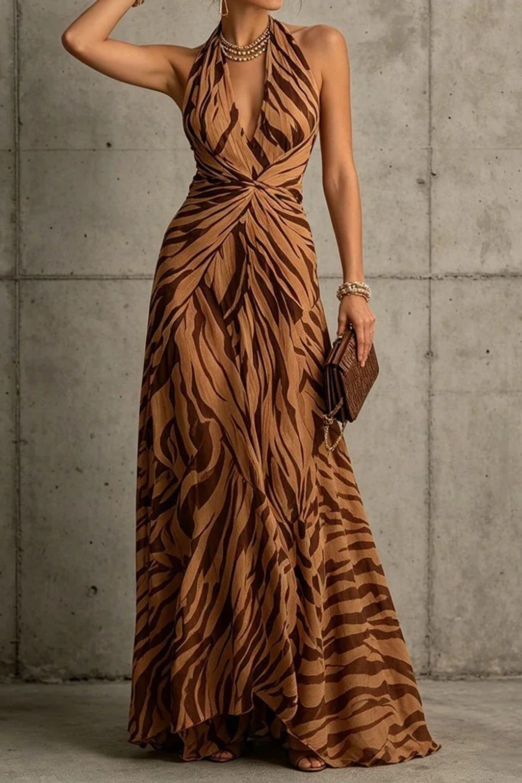 Polyester Sleeveless Beach Dress With Backless Tie Neck - 8