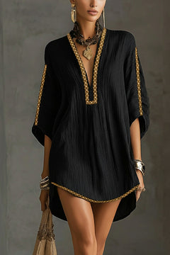 Crepe Mini Dress With Deep V-Neckline - 2