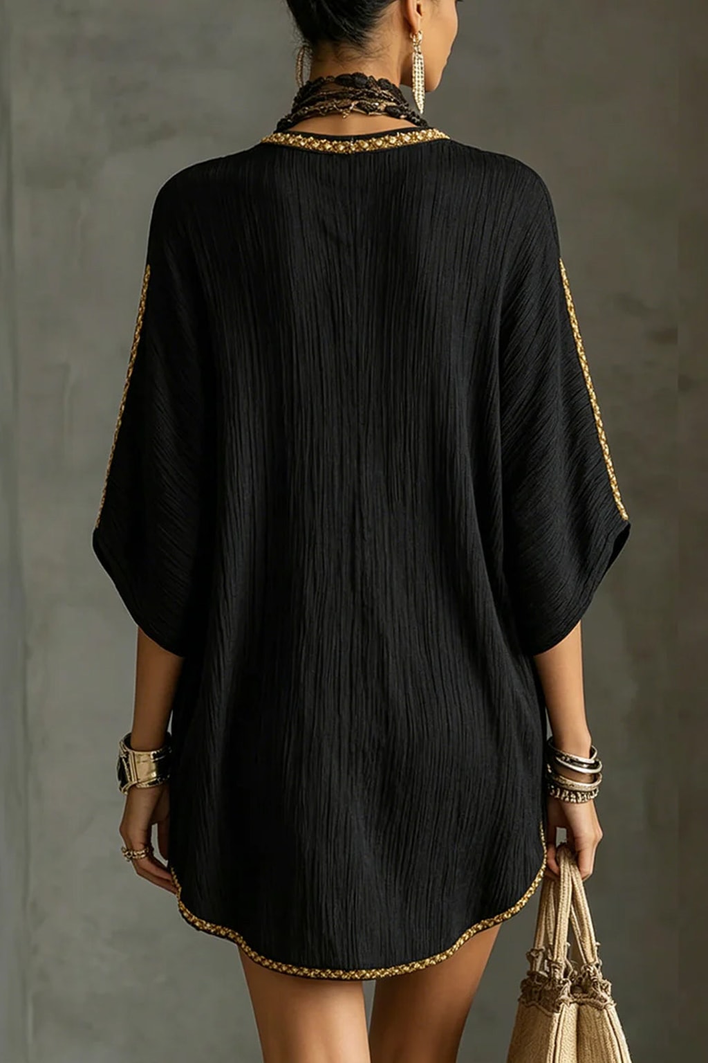 Crepe Mini Dress With Deep V-Neckline - 4