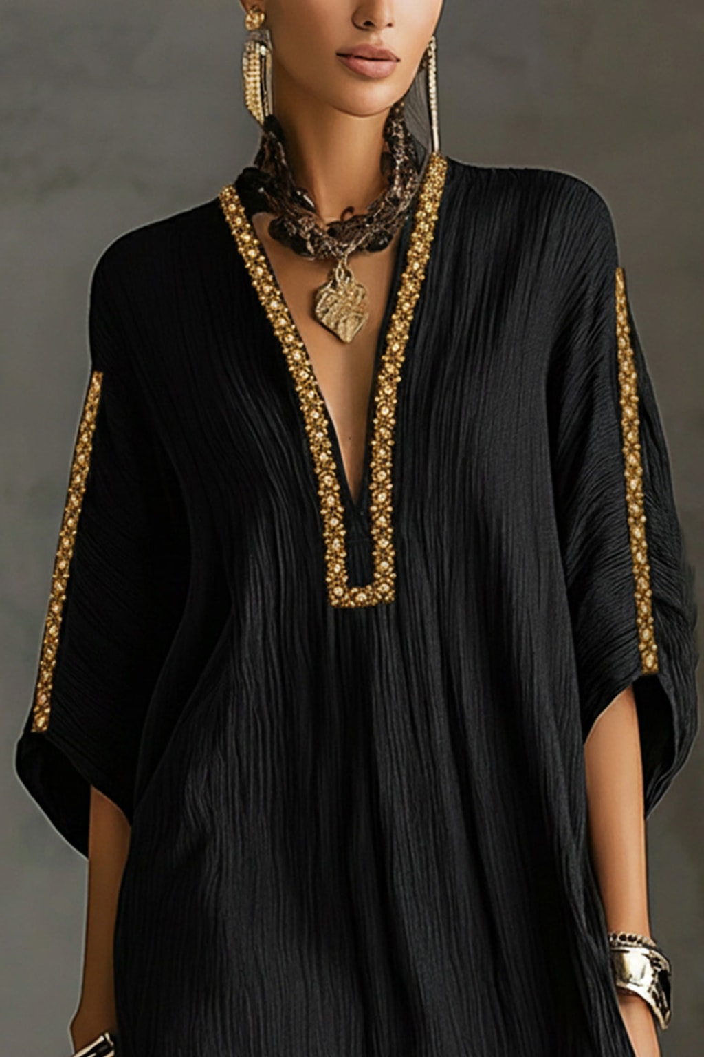 Crepe Mini Dress With Deep V-Neckline - 5
