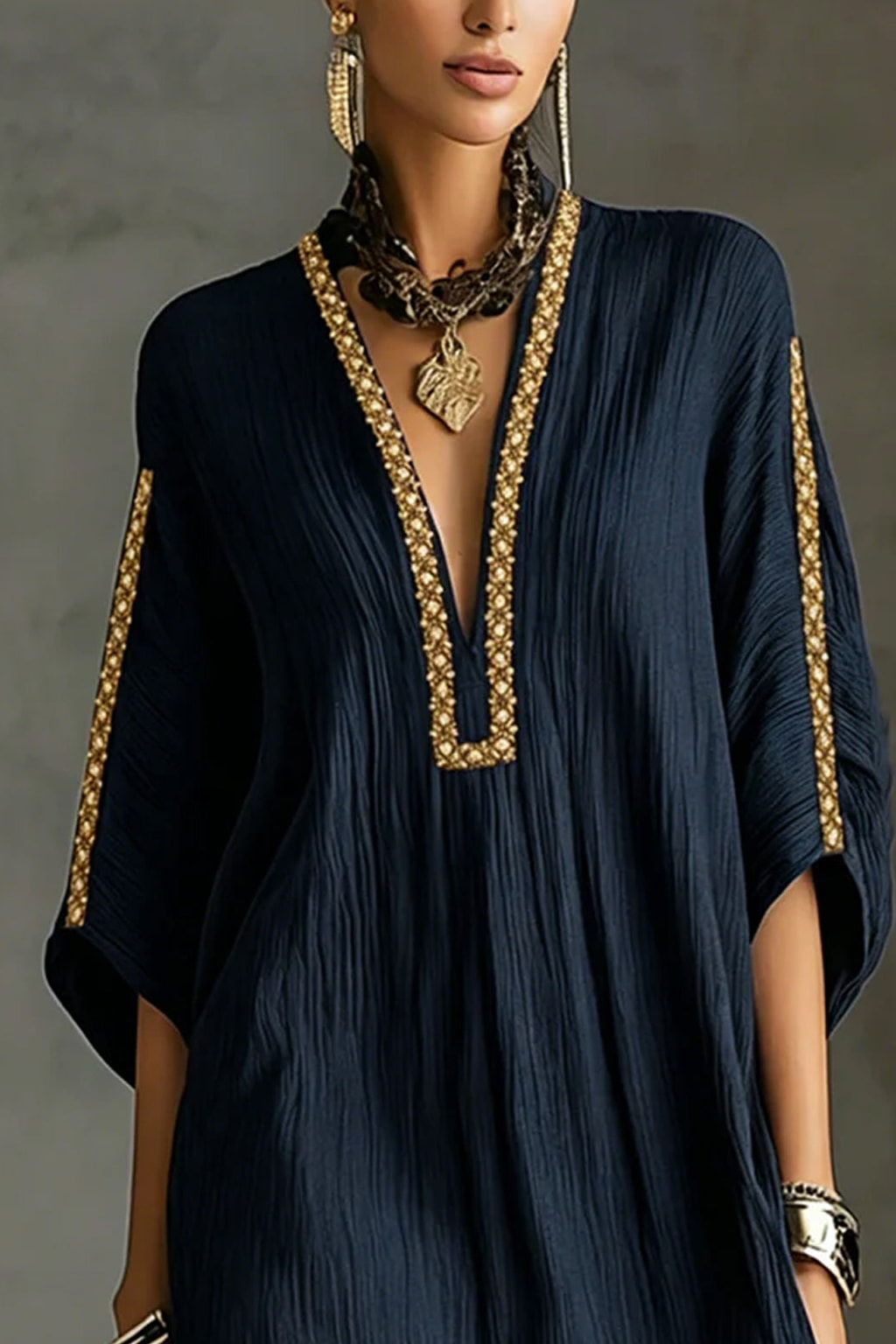Crepe Mini Dress With Deep V-Neckline - 8