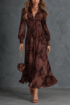 Cotton Shirt Dress With Maxi Length And Dark Brown Check - 2