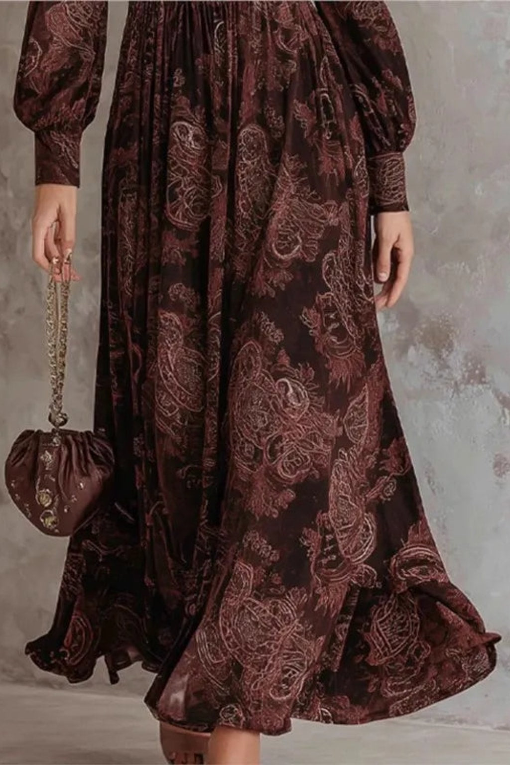 Cotton Shirt Dress With Maxi Length And Dark Brown Check - 5