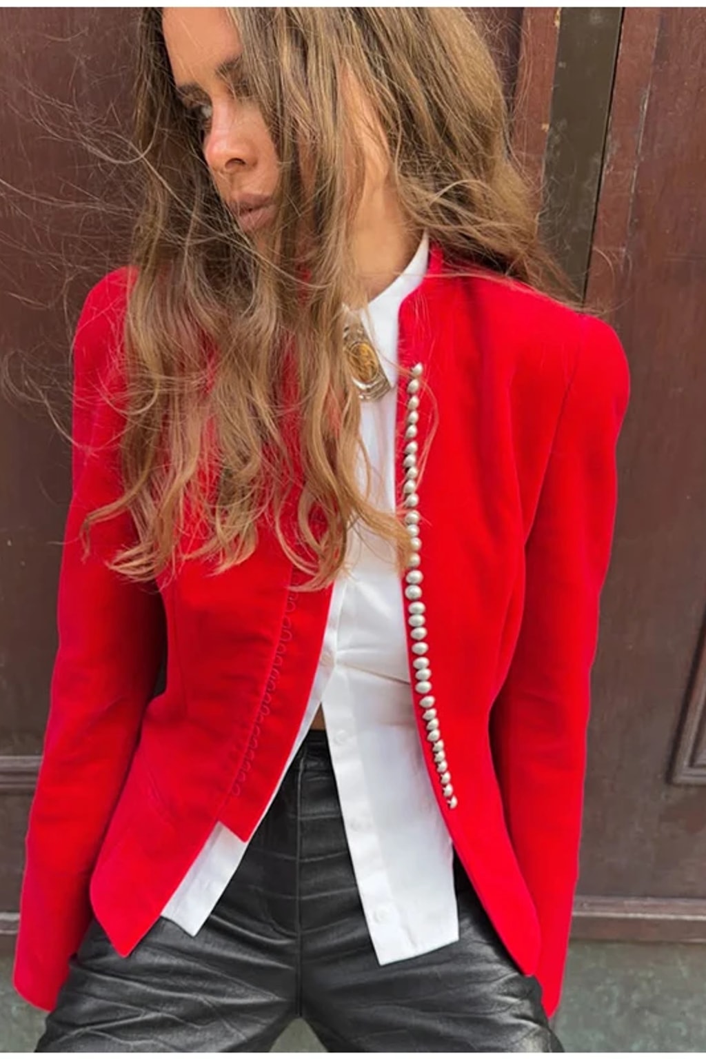 Velvet Women's Jacket With Stand Collar And Waist Cinching - 9
