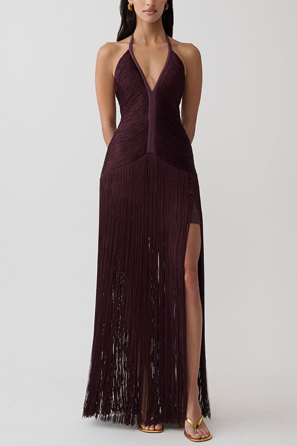 Maxi Dress with Sleeveless Helter V-Neck - 5