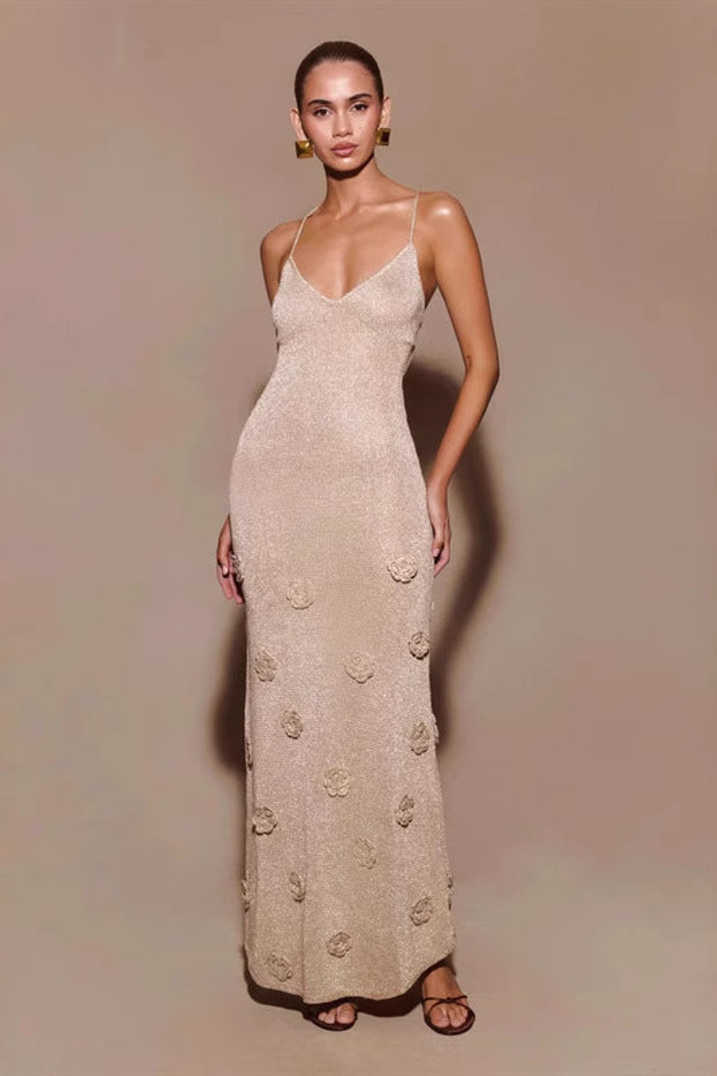 Cotton Crochet Maxi Dress with Floral Detail - 6