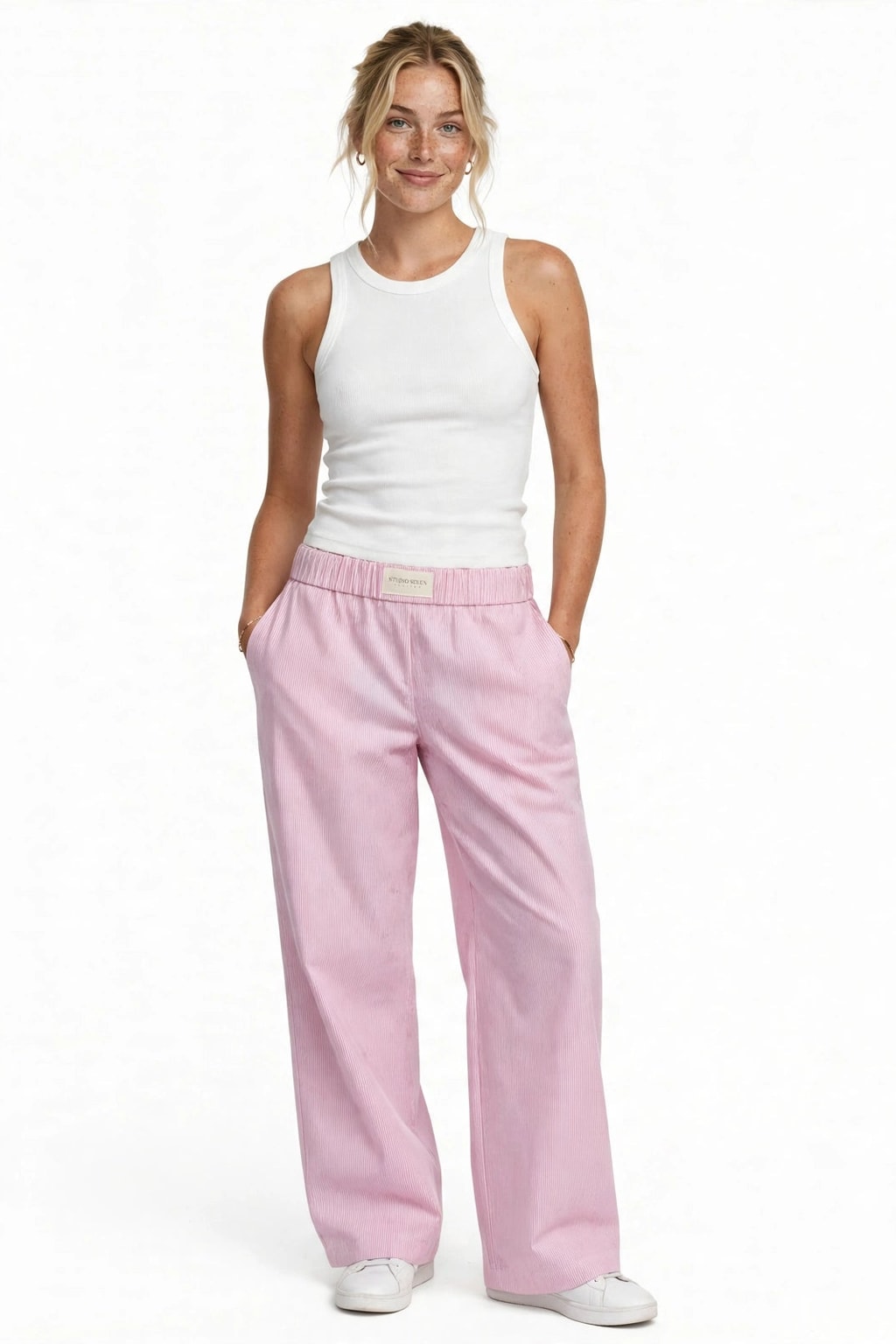 Elastic Waist Wide Leg Lounge Pants with Side Pockets - 13
