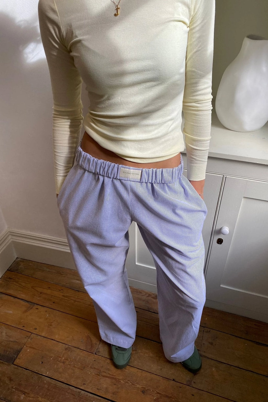 Elastic Waist Wide Leg Lounge Pants with Side Pockets - 6