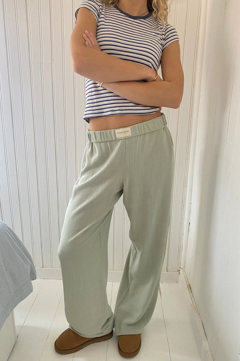 Elastic Waist Wide Leg Lounge Pants with Side Pockets - 8