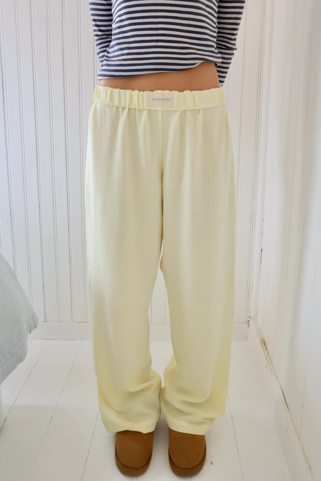 Elastic Waist Wide Leg Lounge Pants with Side Pockets - 11
