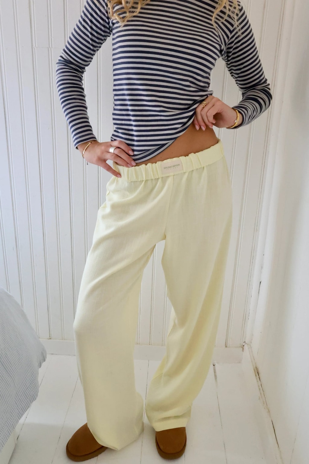 Elastic Waist Wide Leg Lounge Pants with Side Pockets - 10