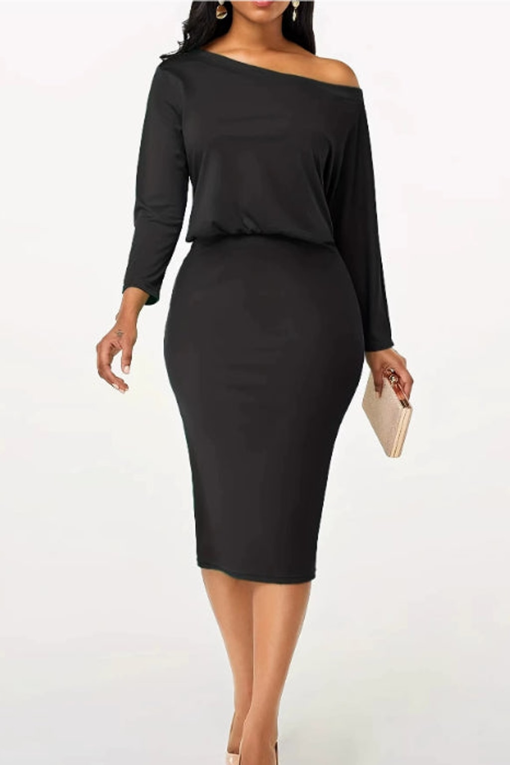 Ruched Cotton Off-Shoulder Midi Dress - 6