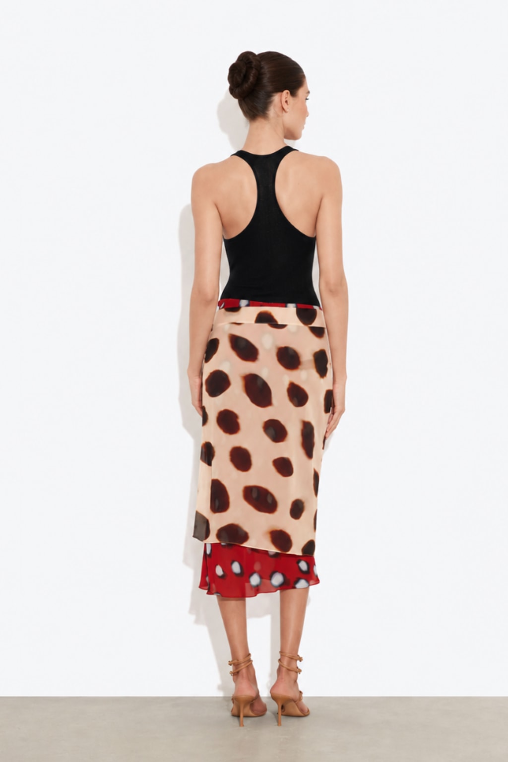 Chiffon Midi Skirt with Asymmetric Layered Wrap Design - 6