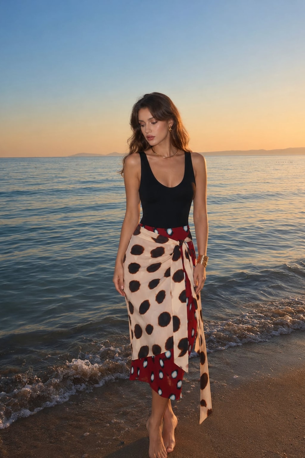 Chiffon Midi Skirt with Asymmetric Layered Wrap Design - 2