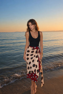 Chiffon Midi Skirt with Asymmetric Layered Wrap Design - 2