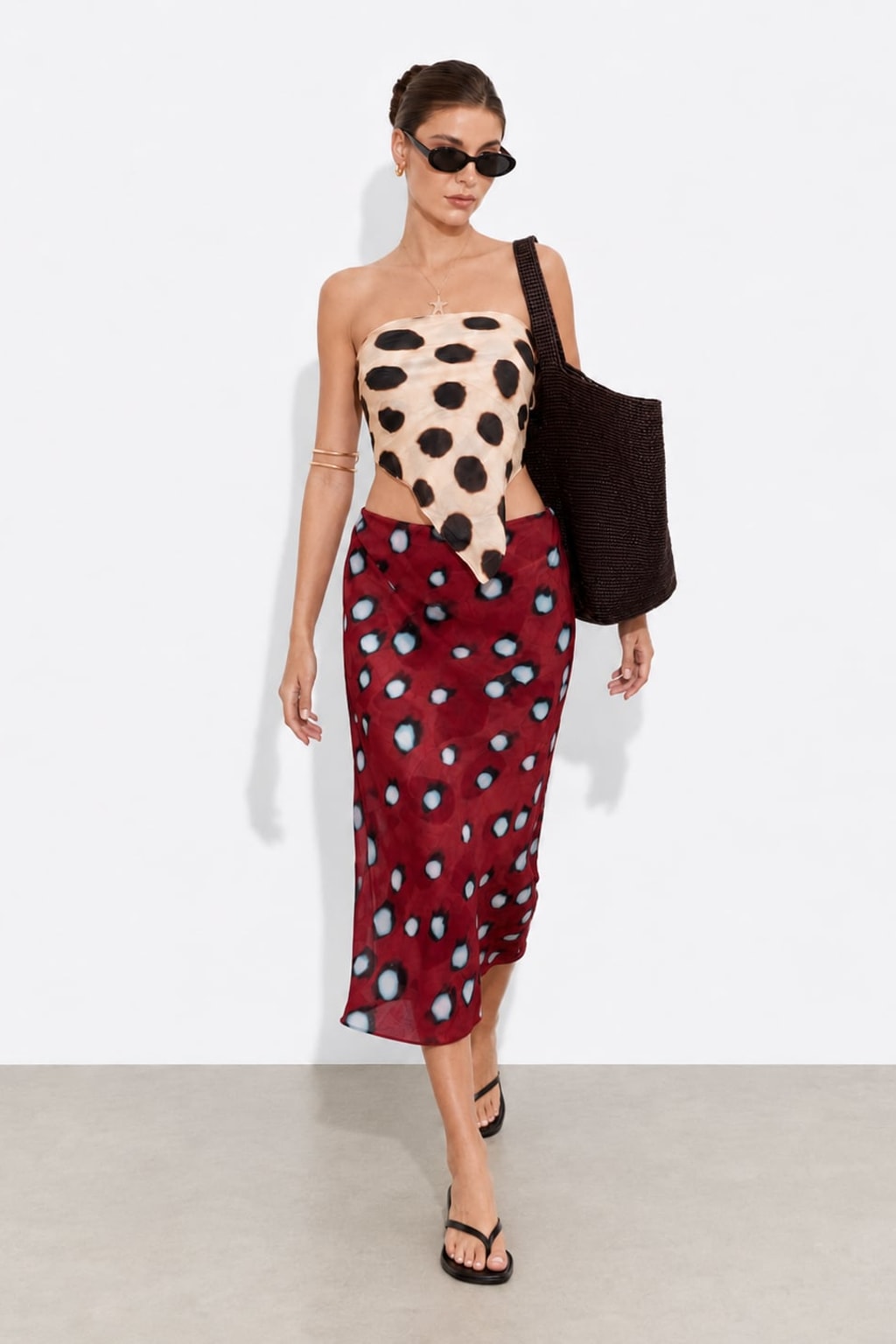 Chiffon Midi Skirt with Asymmetric Layered Wrap Design - 8