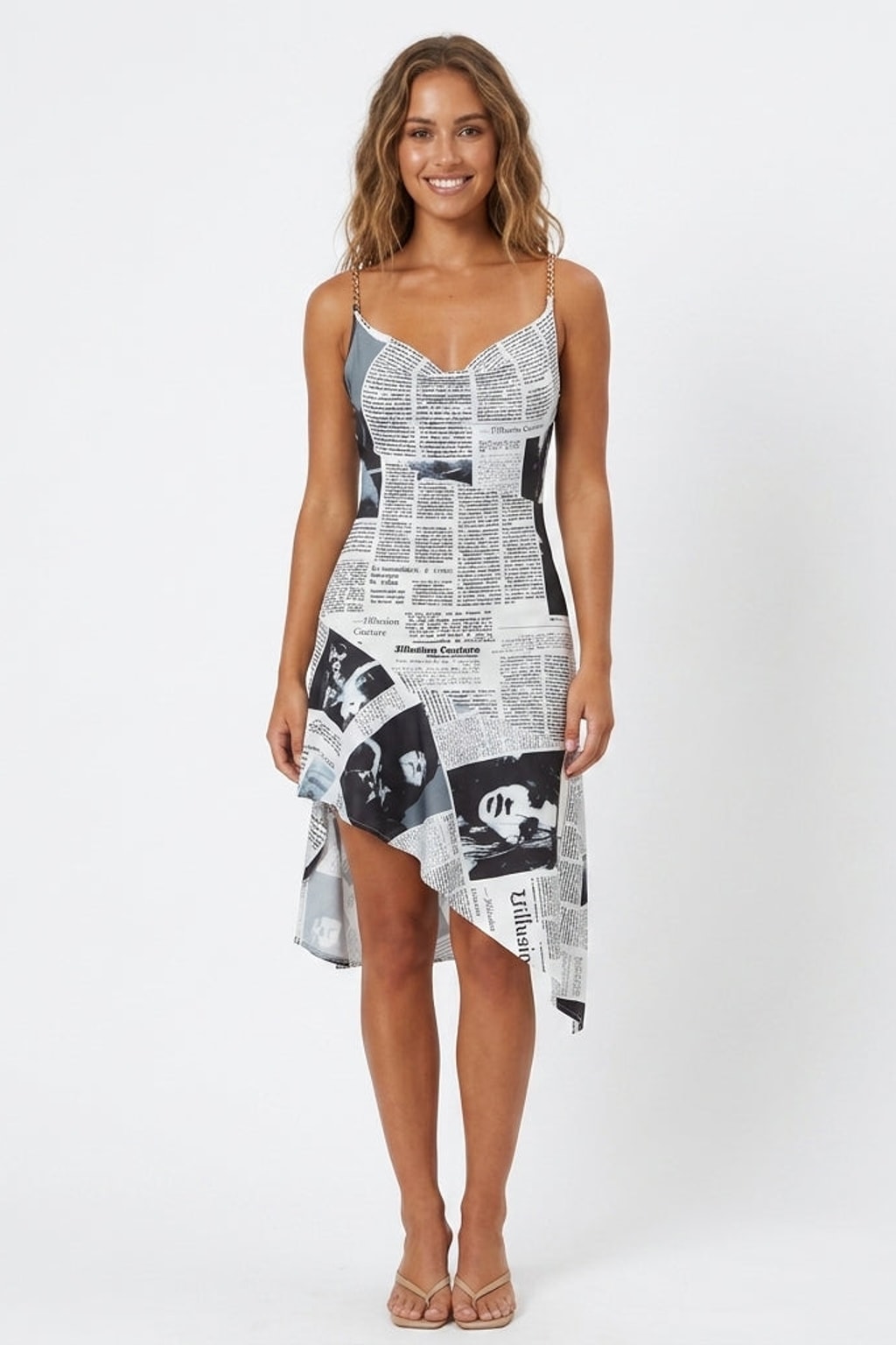Printed Strapless Mini Dress with Asymmetric Hem - 2