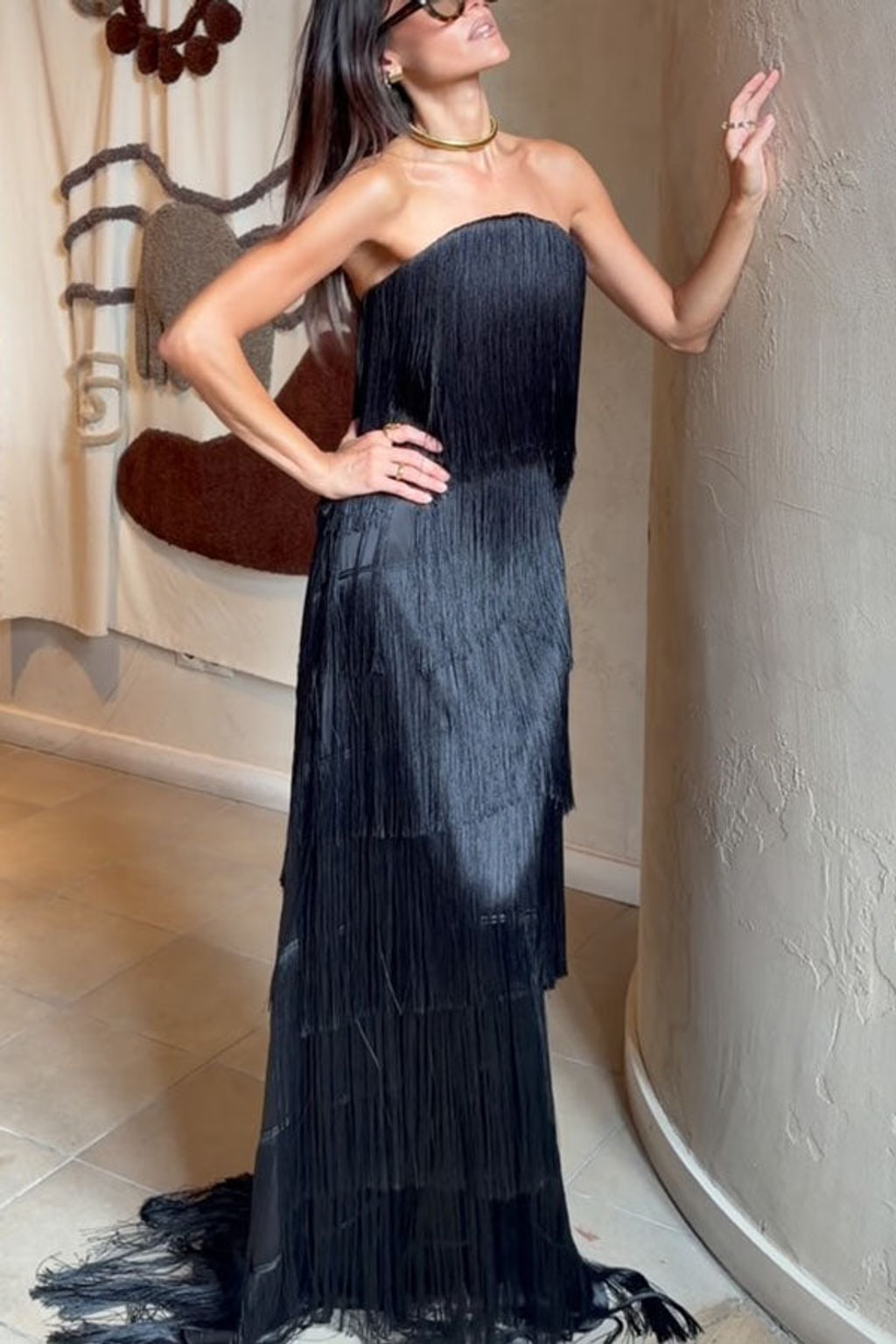 Off Shoulder Maxi Dress with Tassel Detail - 11
