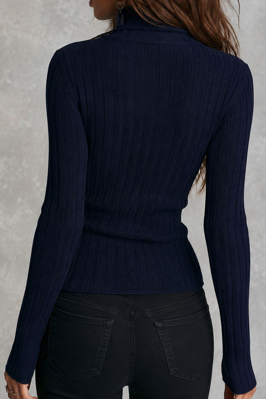 Cotton Long Sleeve Sweater with Slim Fit Half Zip - 5