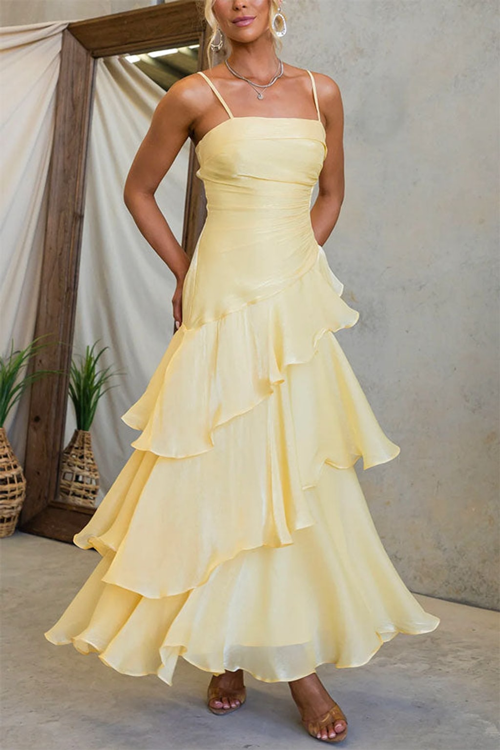Maxi Dress with Multi-layered Ruffles - 3