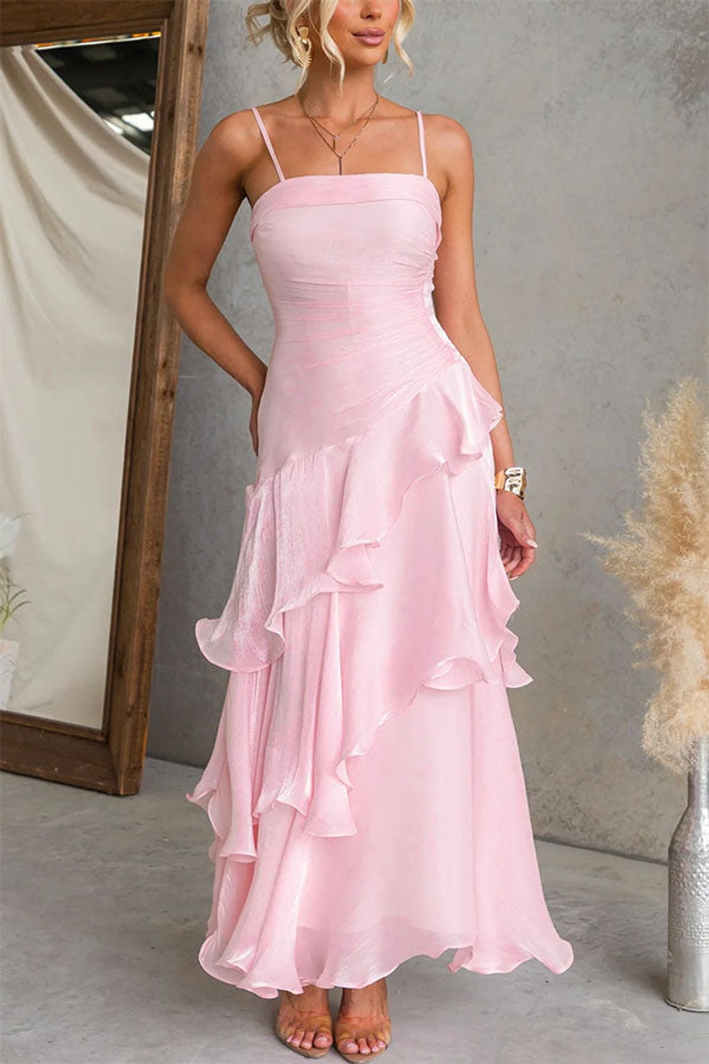Maxi Dress with Multi-layered Ruffles - 4