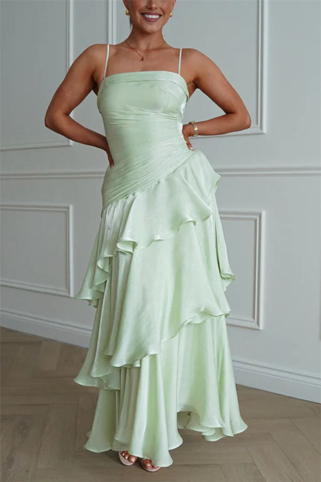 Maxi Dress with Multi-layered Ruffles - 5