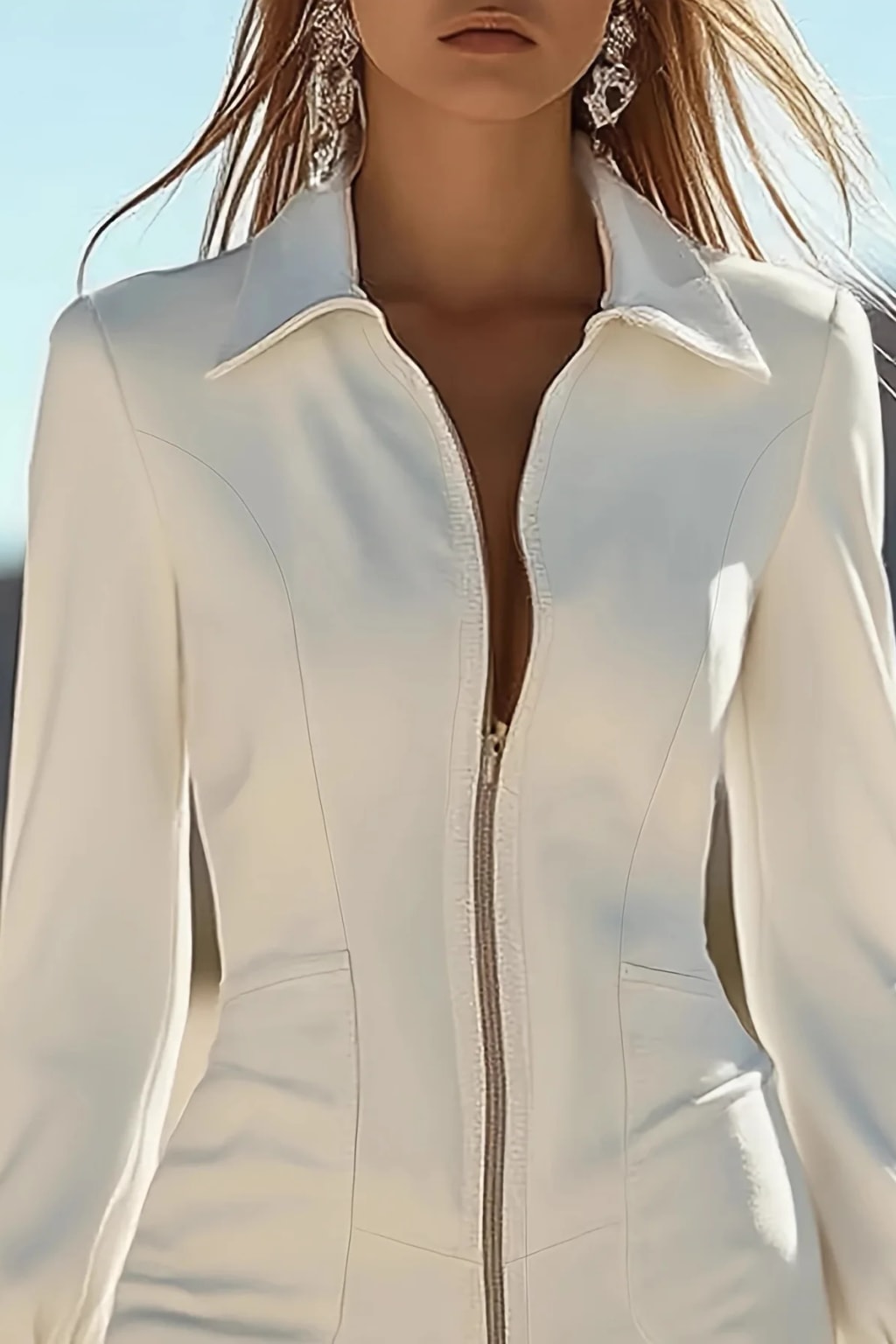 Synthetic Fiber Mini Dress With Zipper And Tassel Detail - 5