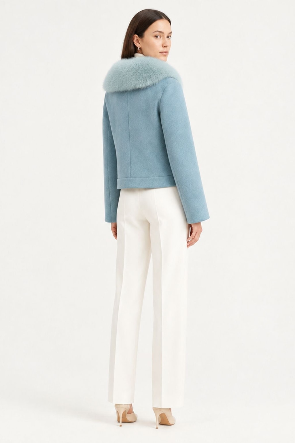 Wool Coat With Fox Fur Collar And Tailored Silhouette - 5