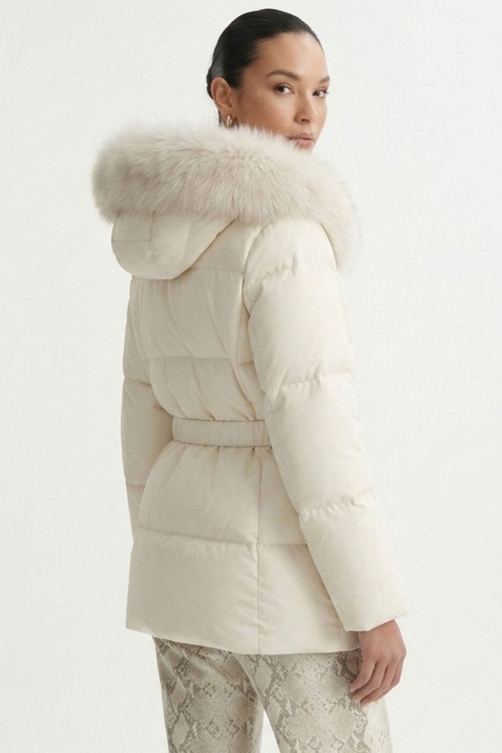 Goose Down Coat With Raccoon Fur Hood Trim - 3