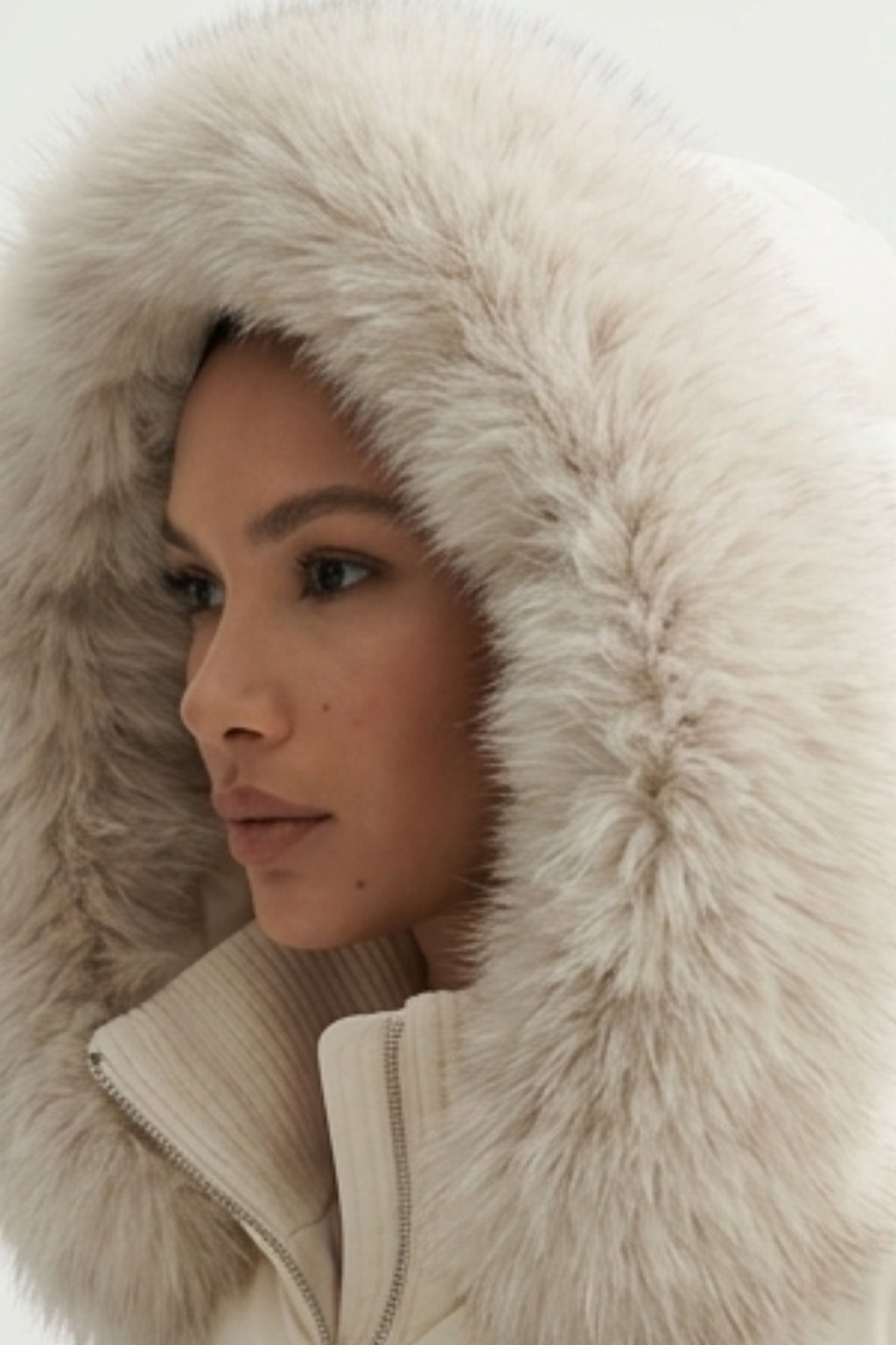 Goose Down Coat With Raccoon Fur Hood Trim - 4