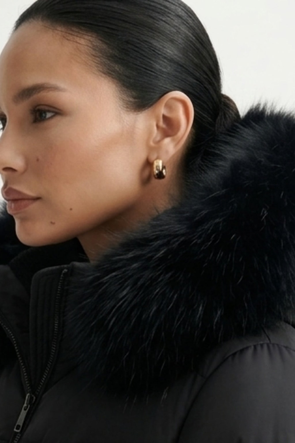Goose Down Coat With Raccoon Fur Hood Trim - 6