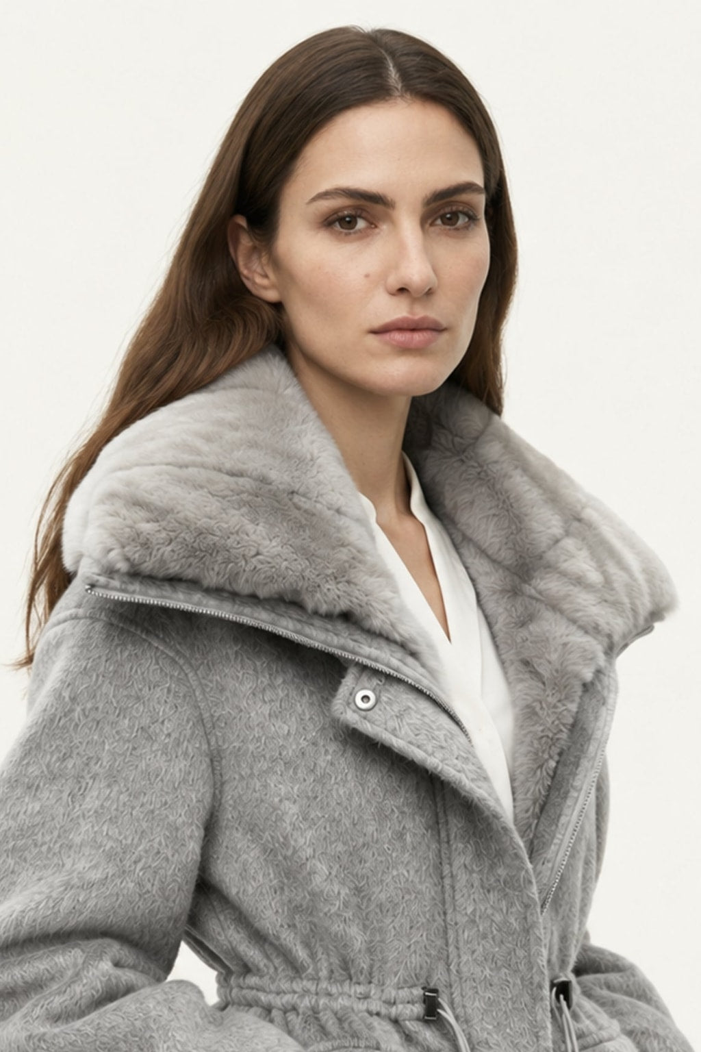Cashmere Wool Parka Jacket With Rex Rabbit Fur Lining - 4